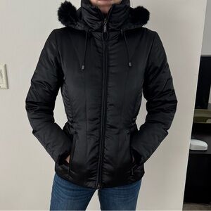 Women's Kenneth Cole Reaction Down Hooded Jacket, Black, Size XS